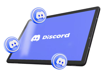 Mockup em 3D de tablet exibindo a logo do Discord