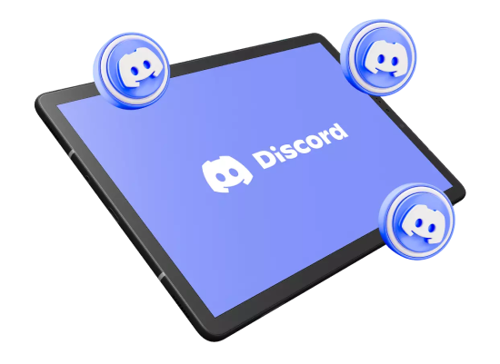 Mockup em 3D de tablet exibindo a logo do Discord