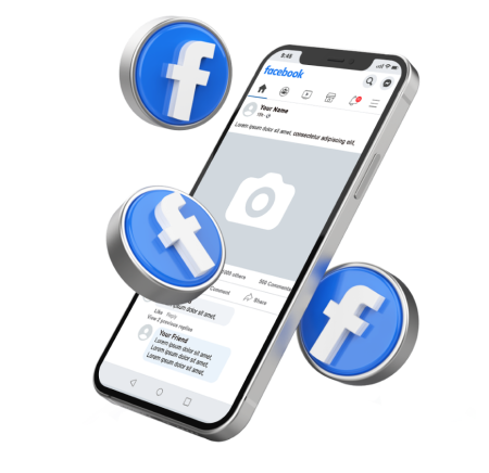 Mockup em 3D de smartphone com aplicativo do Facebook em exibição