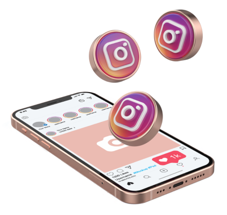 Mockup em 3D de smartphone com aplicativo do Instagram em exibição