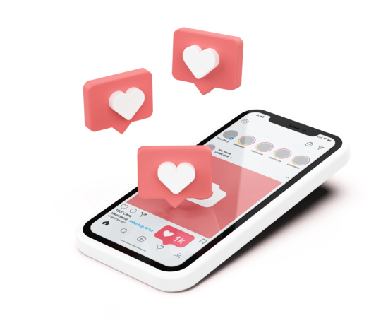 Mockup simples em 3D de smartphone com aplicativo do Instagram em exibição