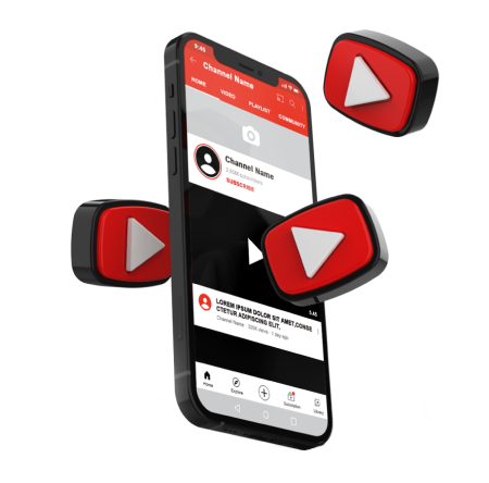 Mockup em 3D de smartphone com aplicativo do YouTube em exibição