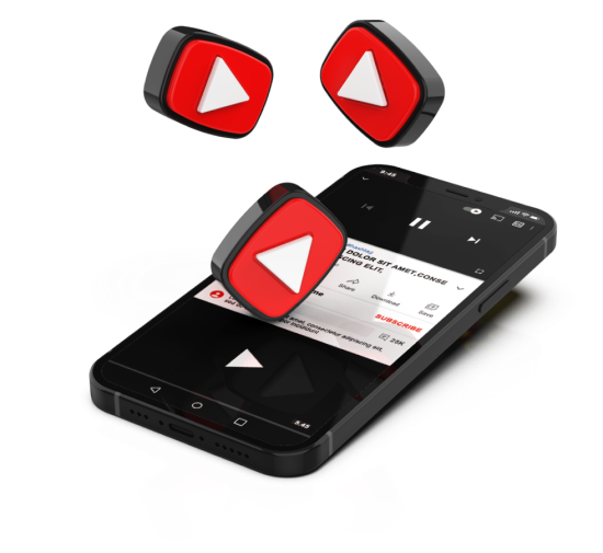 Mockup simples em 3D de smartphone com aplicativo do YouTube em exibição